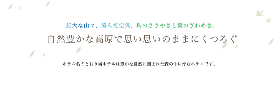 自然豊かな森の中、カジュアルに楽しむプチリゾート。